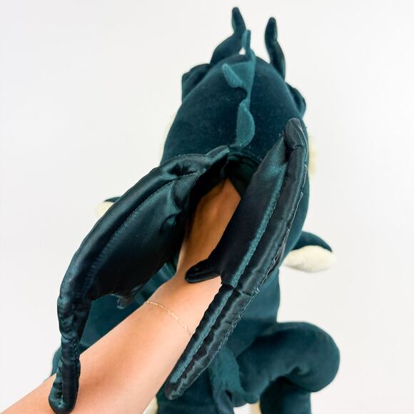 Folkmanis Folktails Hand Puppet Winged Dragon Teal Bout Movable Tongue - Picture 2 of 9